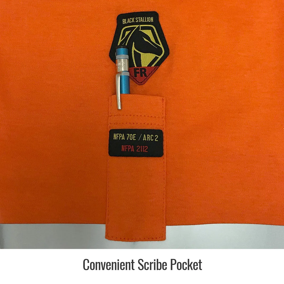 Revco TF2511-OR 7 oz. Orange FR Cotton Long Sleeve NFPA 2112 & NFPA 70E w/ Reflective Tape Shirt