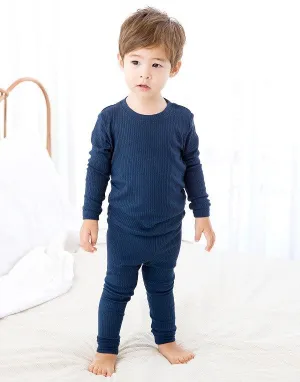 Rib Knit Navy Long Sleeve Pajama