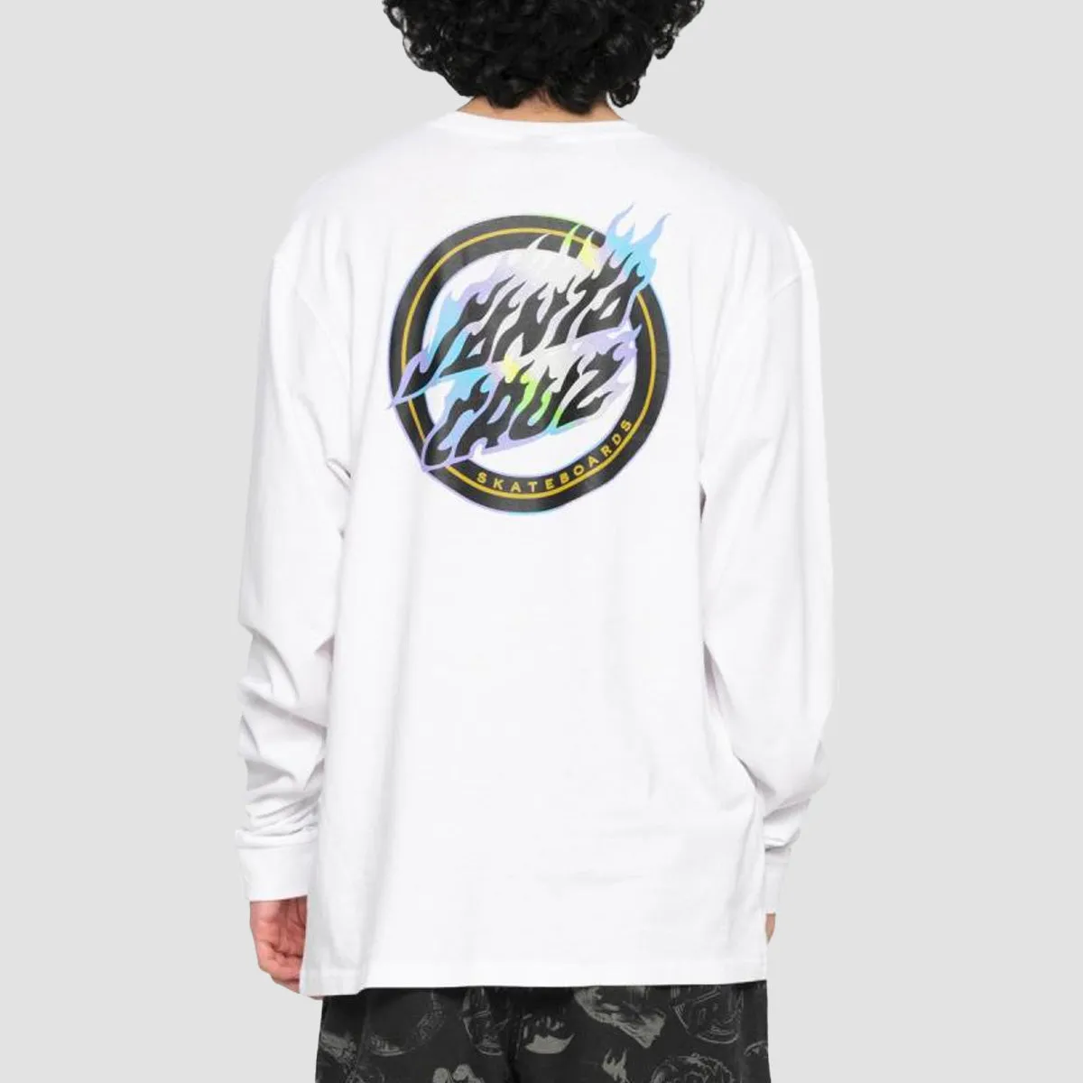 Santa Cruz Holo Flamed Dot Longsleeve T-Shirt White