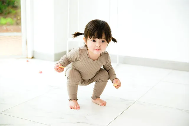 Shirring Beige Long Sleeve Pajama