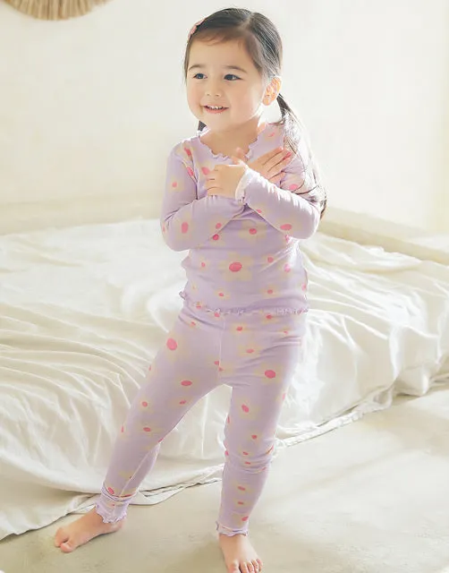 Shirring Blooming Purple Modal Long Sleeve Pajama