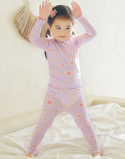 Shirring Blooming Purple Modal Long Sleeve Pajama