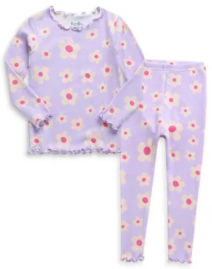 Shirring Blooming Purple Modal Long Sleeve Pajama