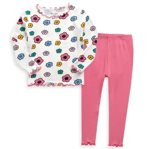 Shirring Candy Flower Modal Long Sleeve Pajama