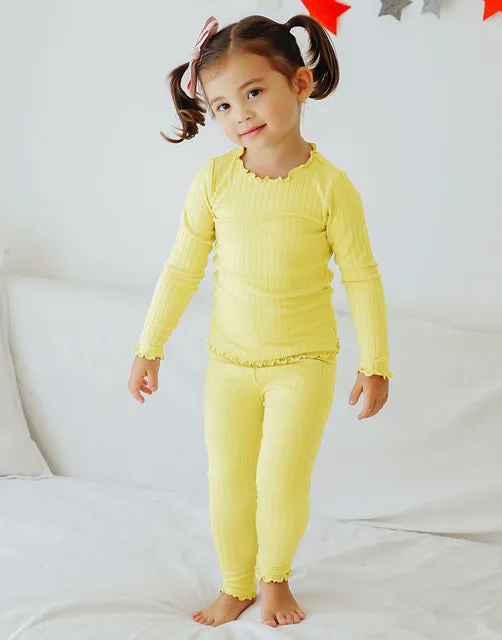 Shirring Lemon Long Sleeve Pajama