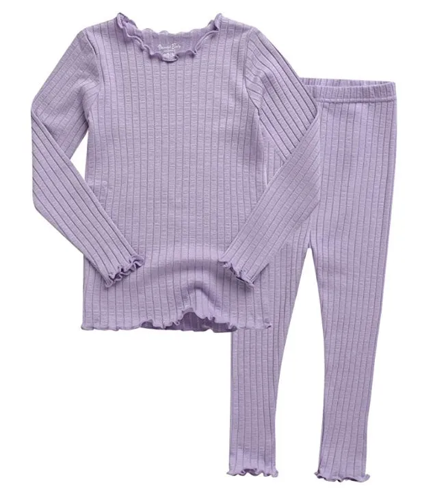 Shirring Light Purple Long Sleeve Pajama