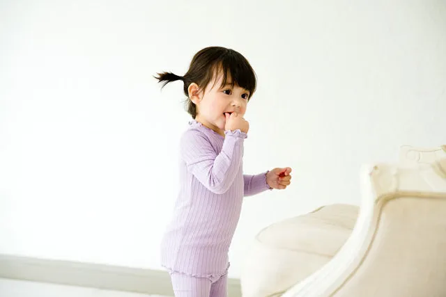 Shirring Light Purple Long Sleeve Pajama