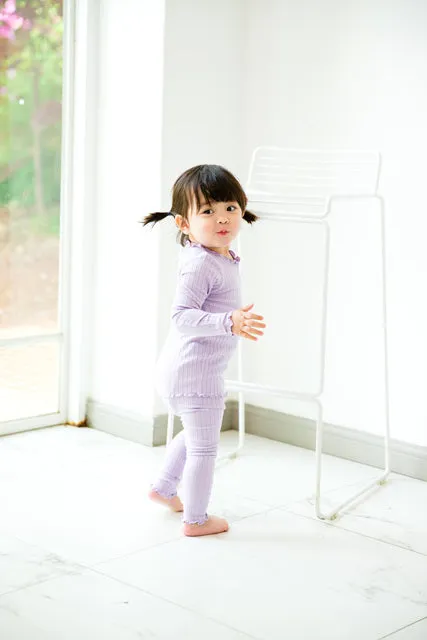 Shirring Light Purple Long Sleeve Pajama