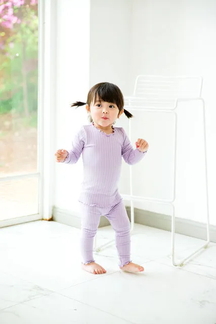 Shirring Light Purple Long Sleeve Pajama