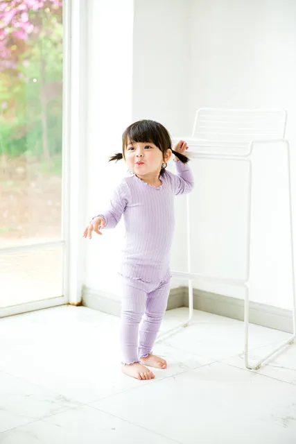 Shirring Light Purple Long Sleeve Pajama