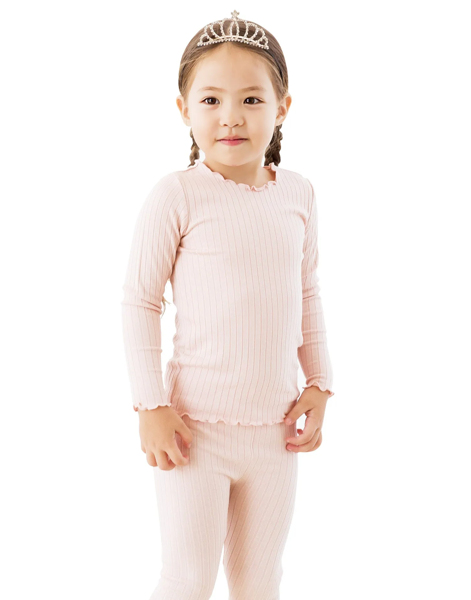 Shirring Peach Long Sleeve Pajama