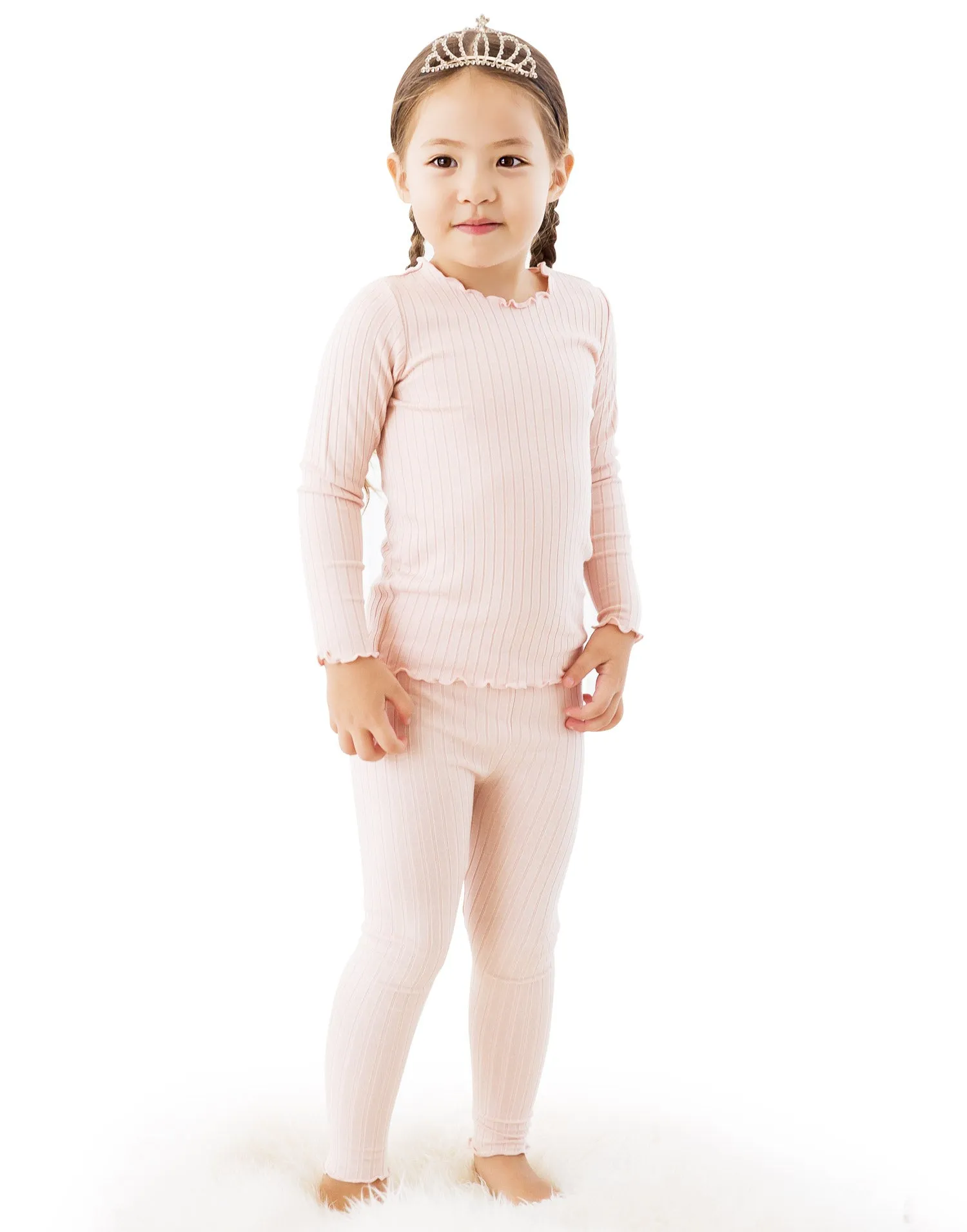 Shirring Peach Long Sleeve Pajama