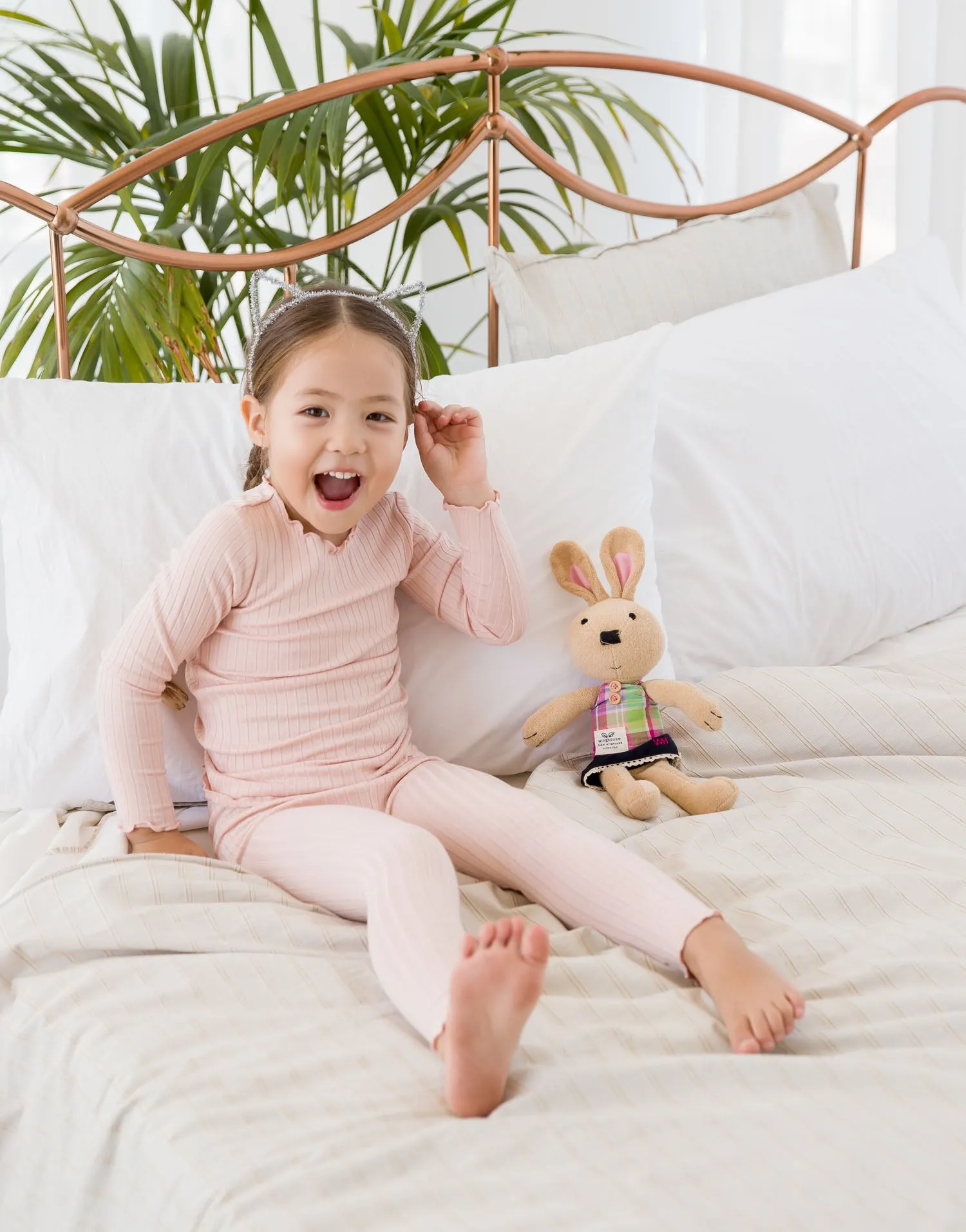 Shirring Peach Long Sleeve Pajama