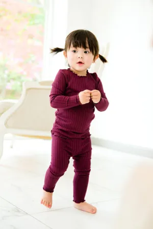 Shirring Wine Long Sleeve Pajama