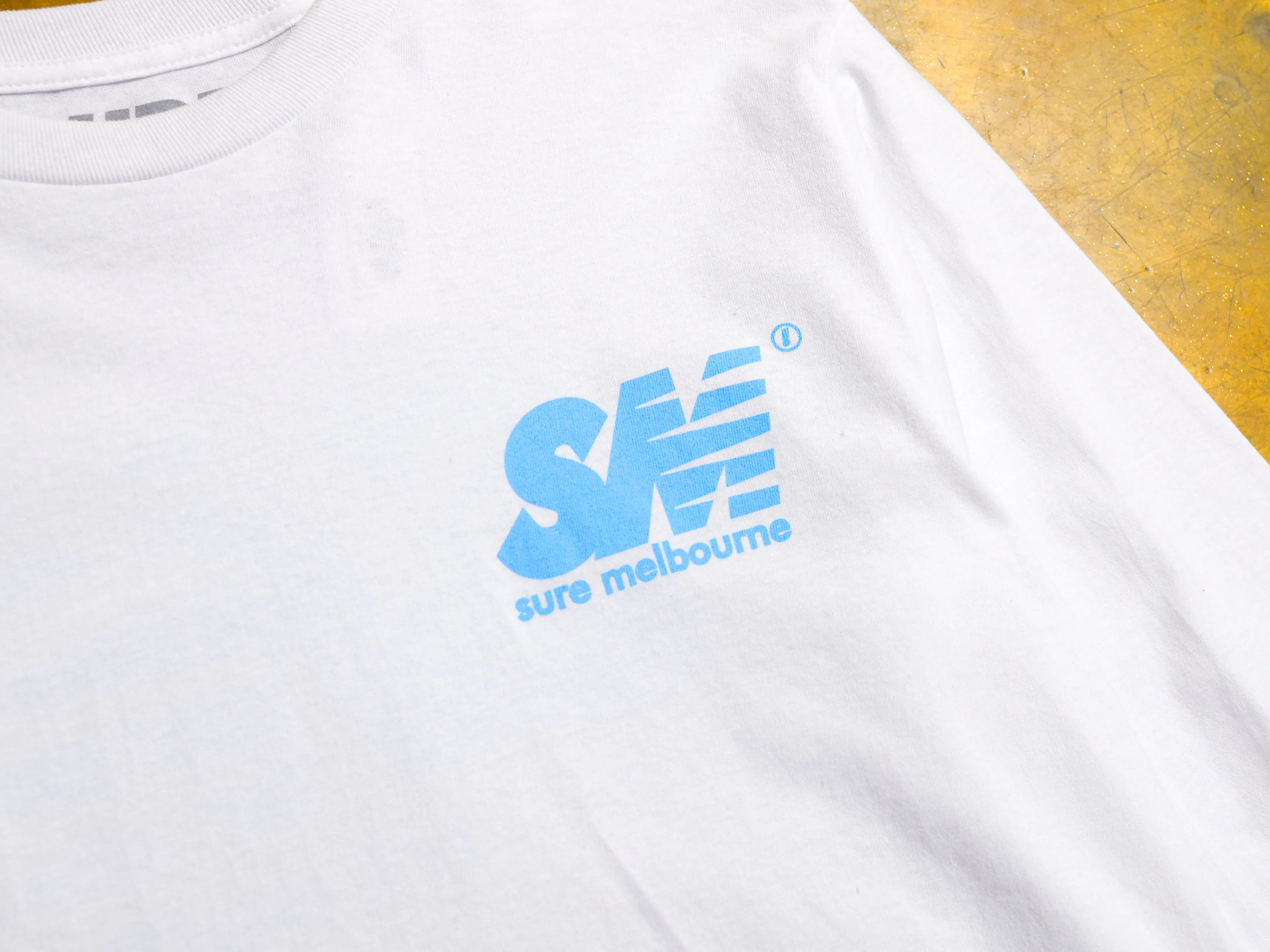 SM Long Sleeve T-Shirt - White / Sky Blue