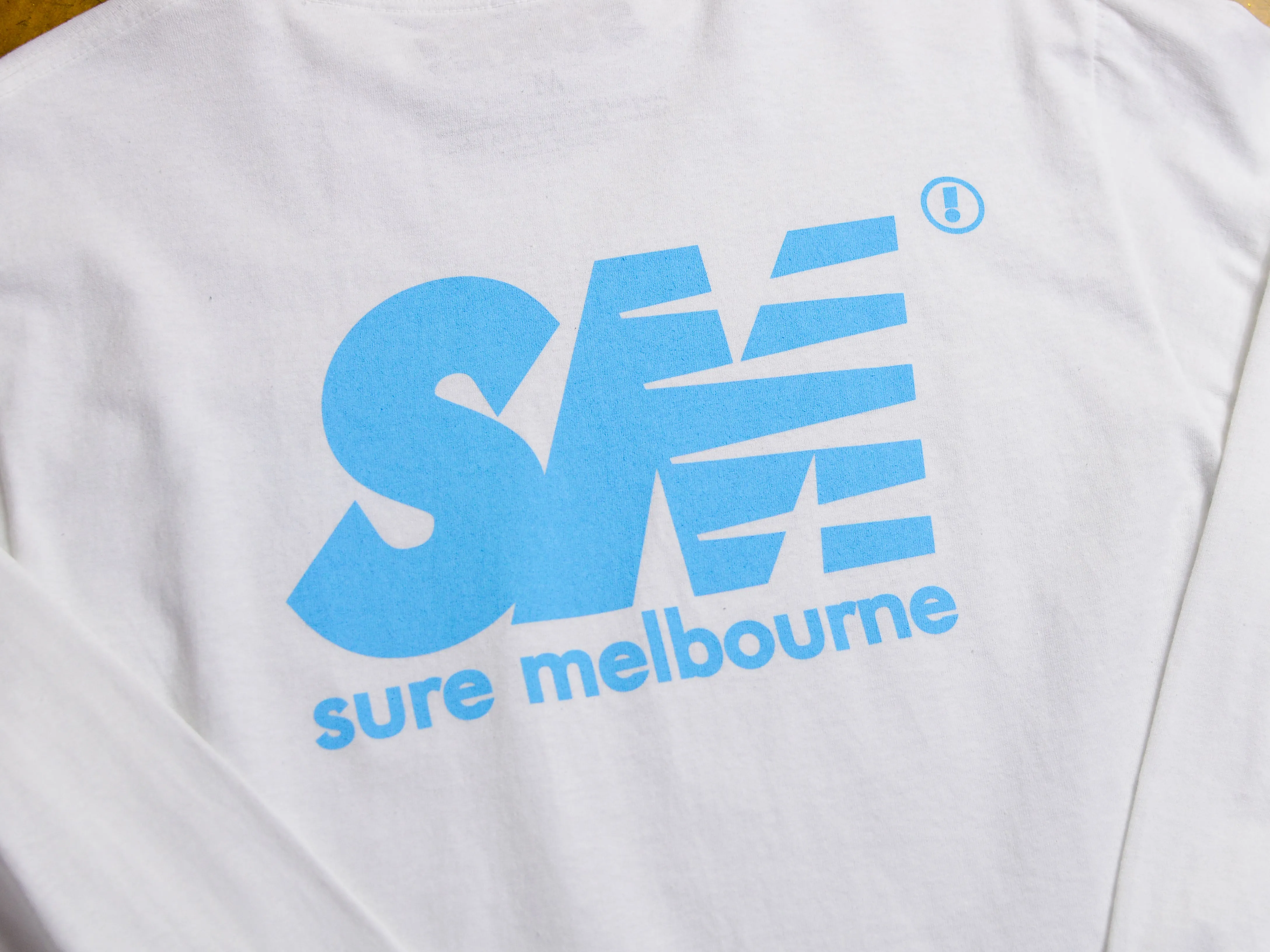 SM Long Sleeve T-Shirt - White / Sky Blue