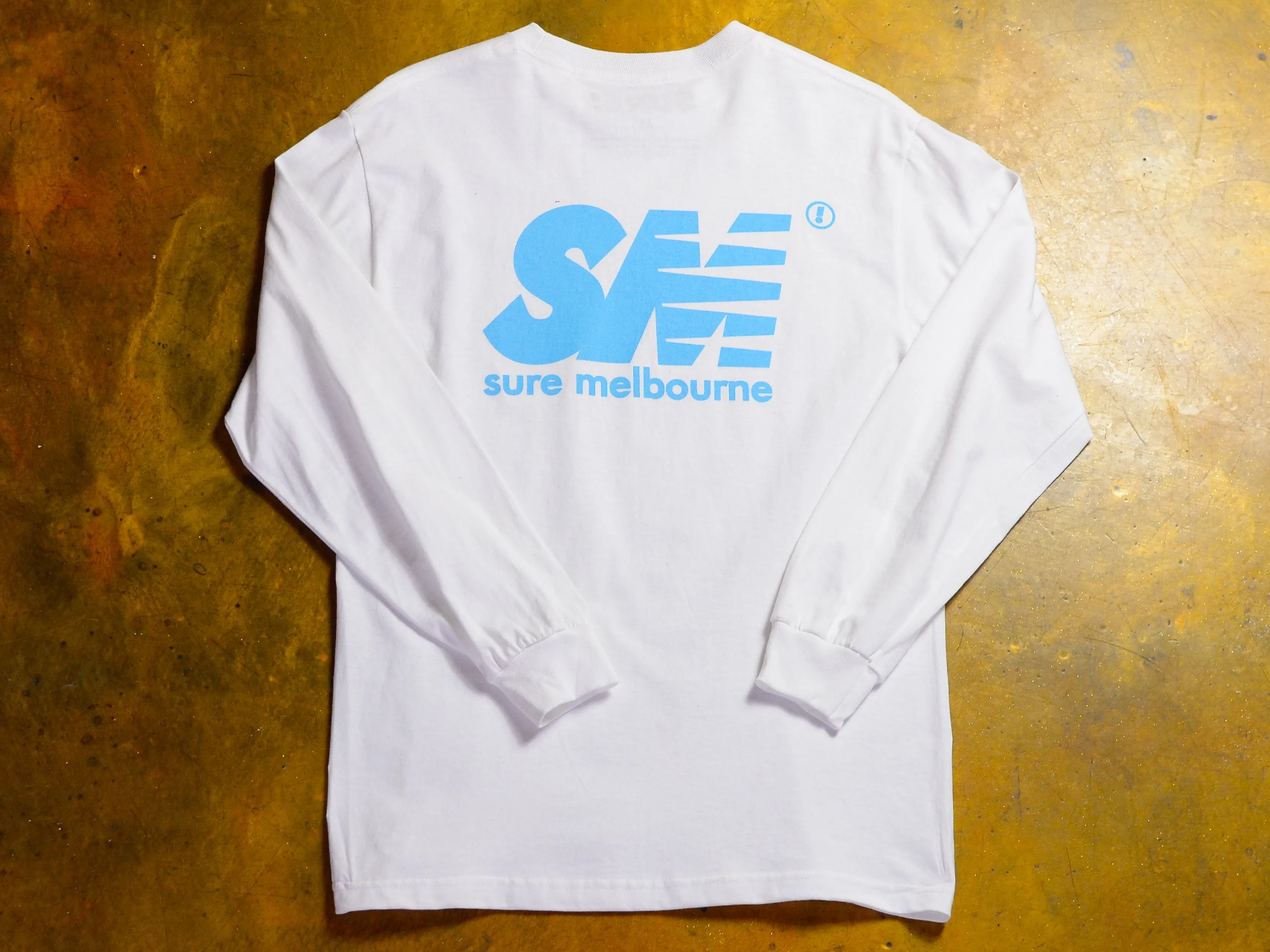 SM Long Sleeve T-Shirt - White / Sky Blue