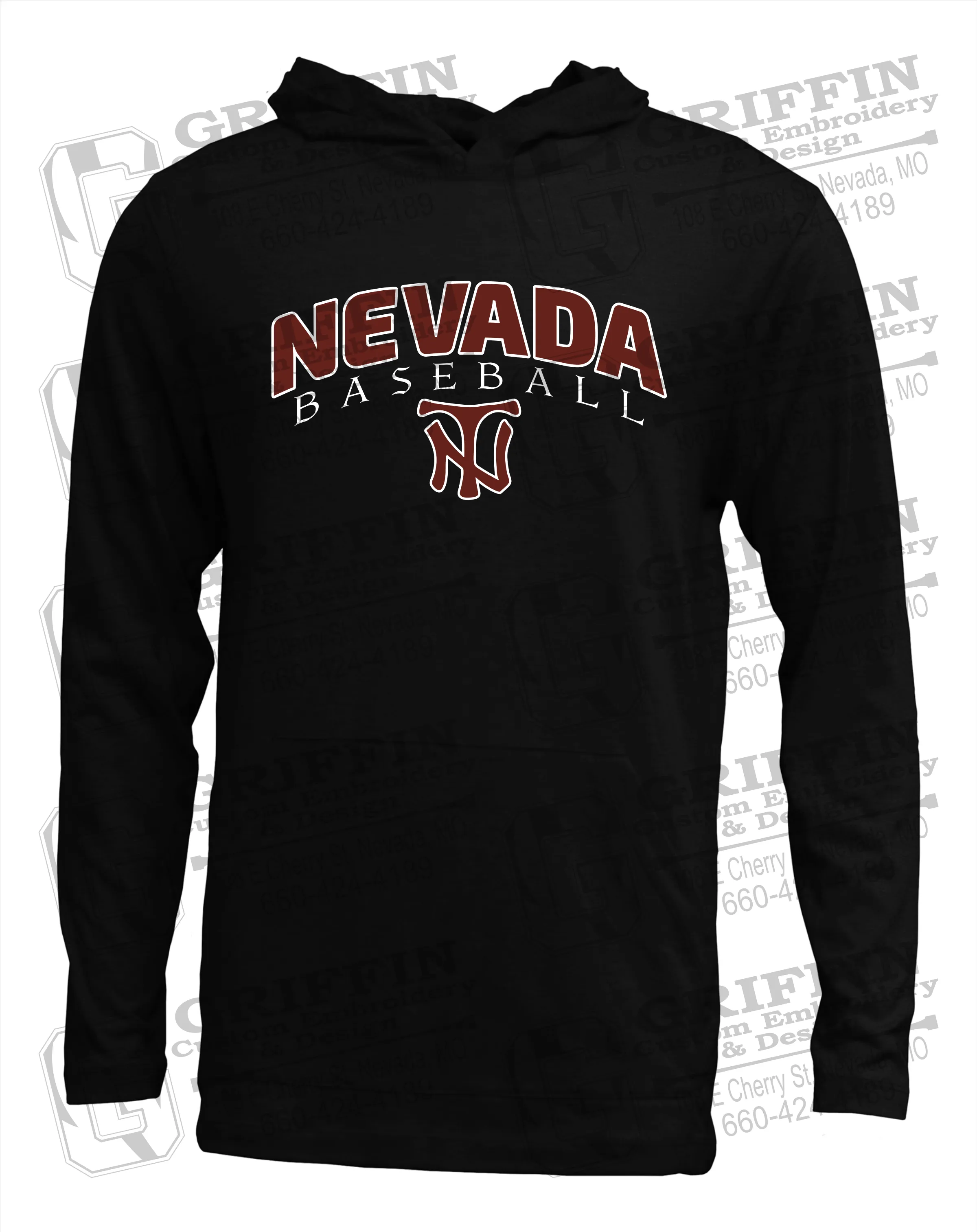 Soft-Tek T-Shirt Hoodie - Baseball - Nevada Tigers 23-J