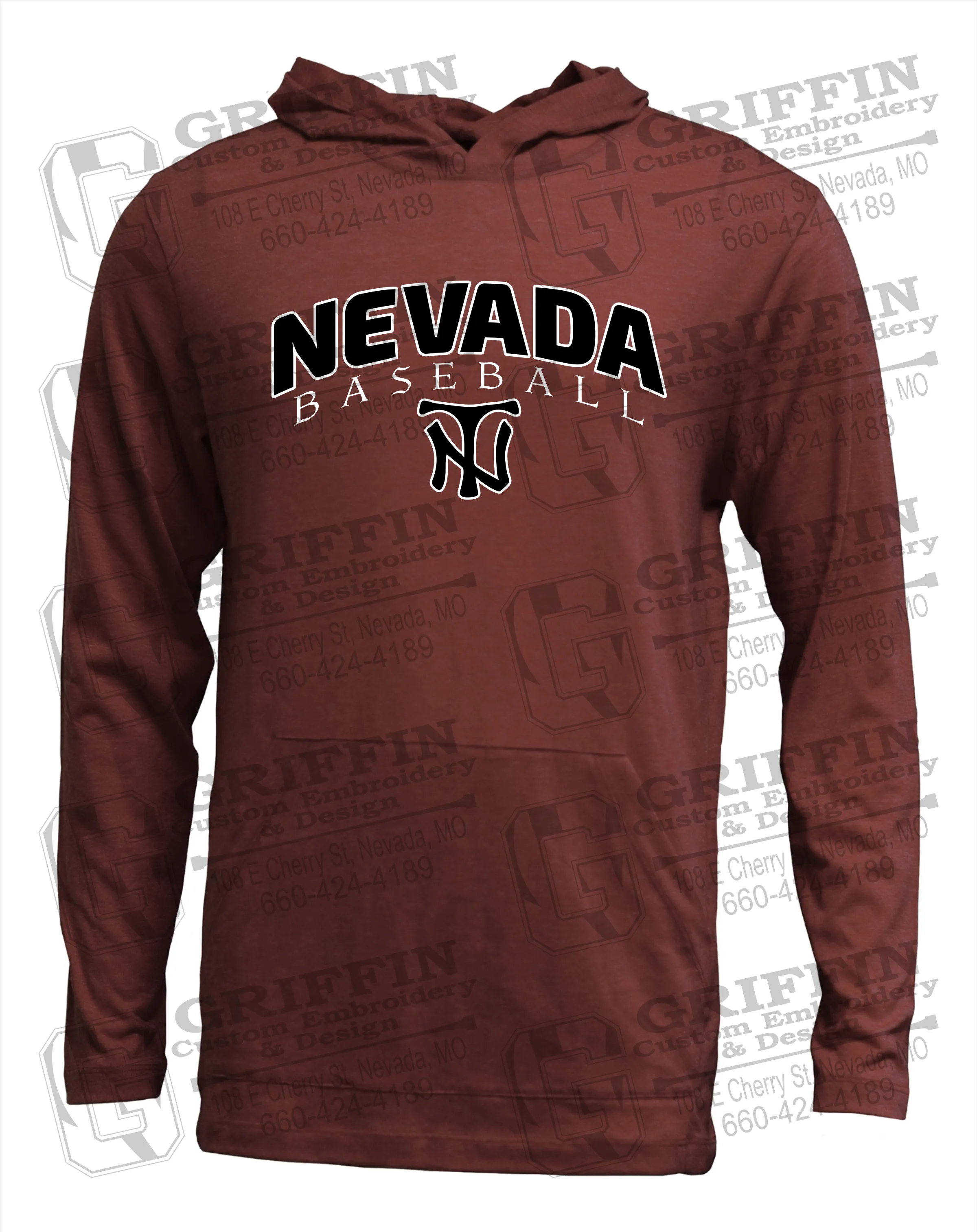 Soft-Tek T-Shirt Hoodie - Baseball - Nevada Tigers 23-J