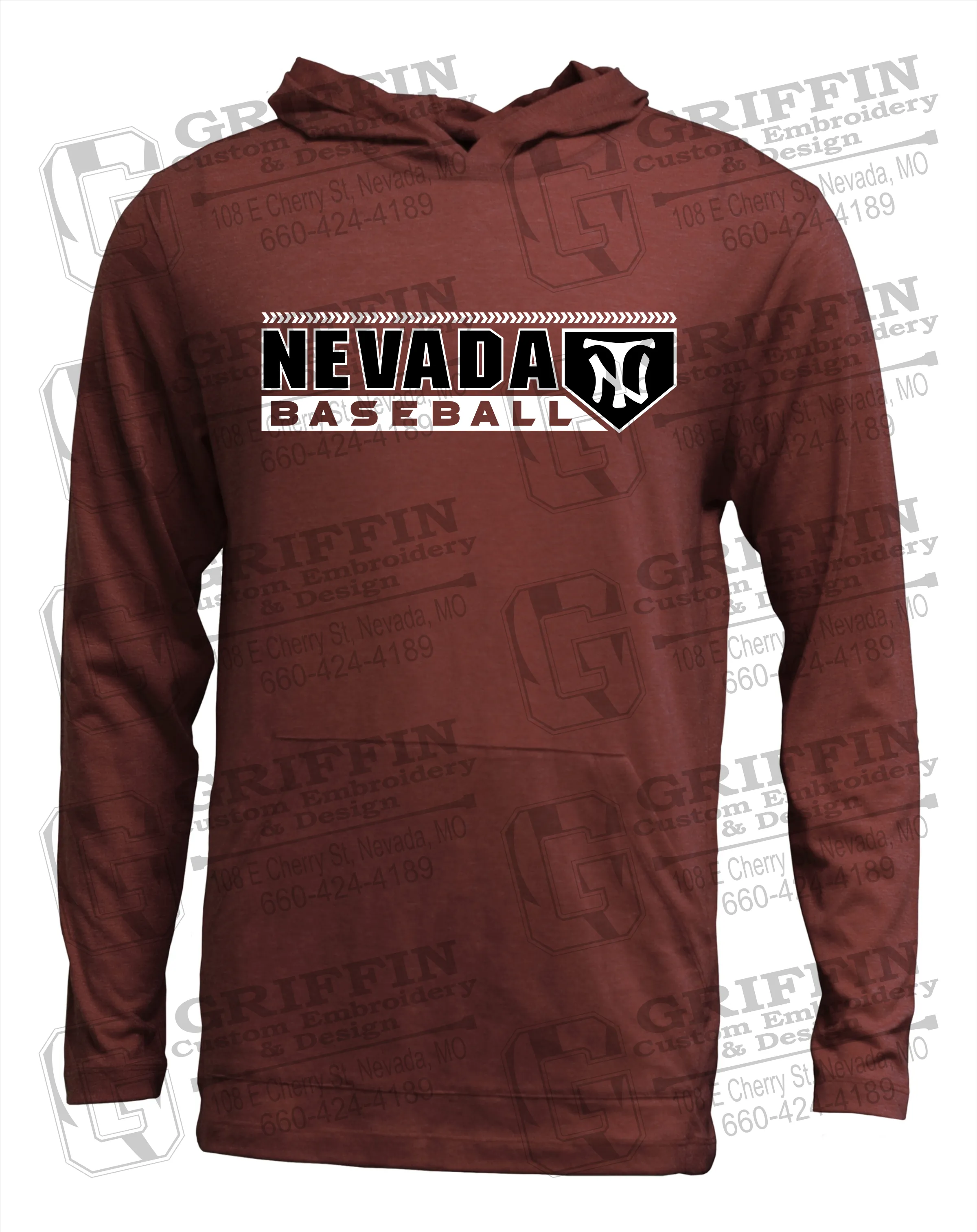 Soft-Tek T-Shirt Hoodie - Baseball - Nevada Tigers 24-Y