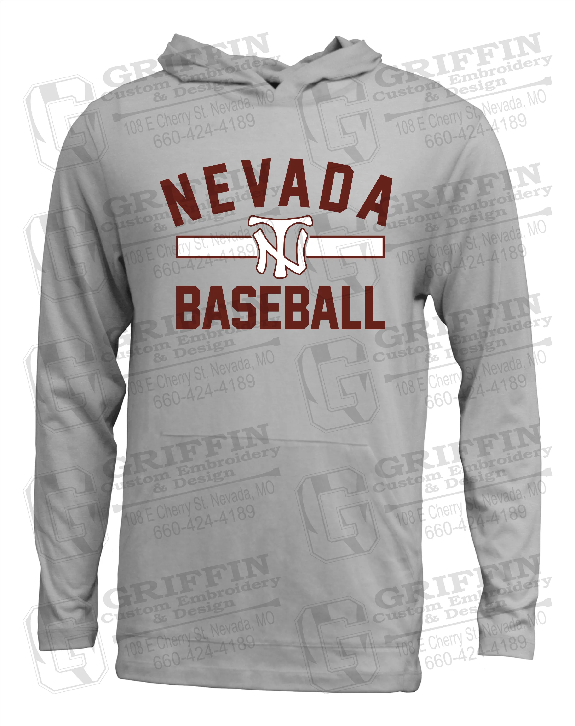 Soft-Tek T-Shirt Hoodie - Baseball - Nevada Tigers 24-Z