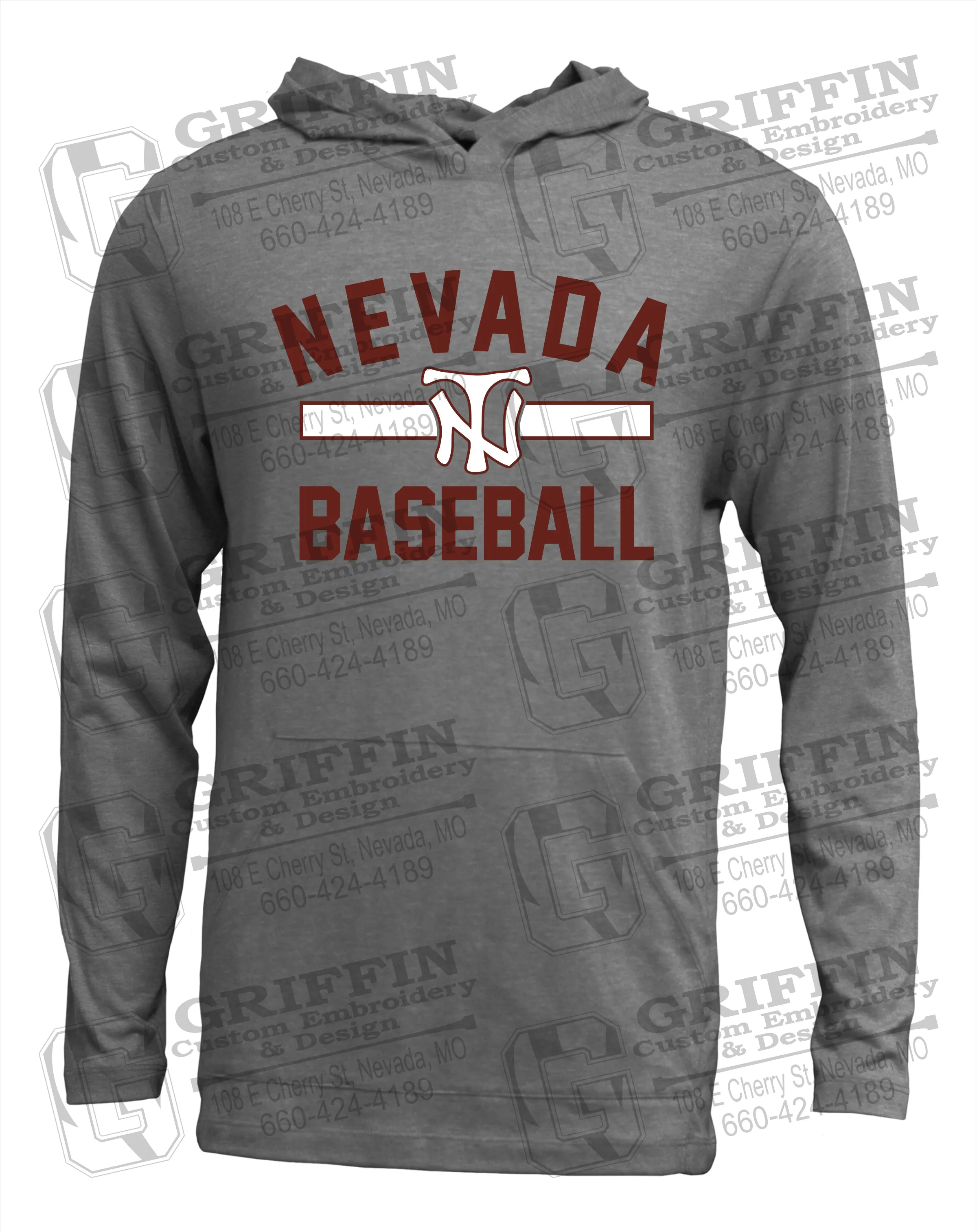 Soft-Tek T-Shirt Hoodie - Baseball - Nevada Tigers 24-Z