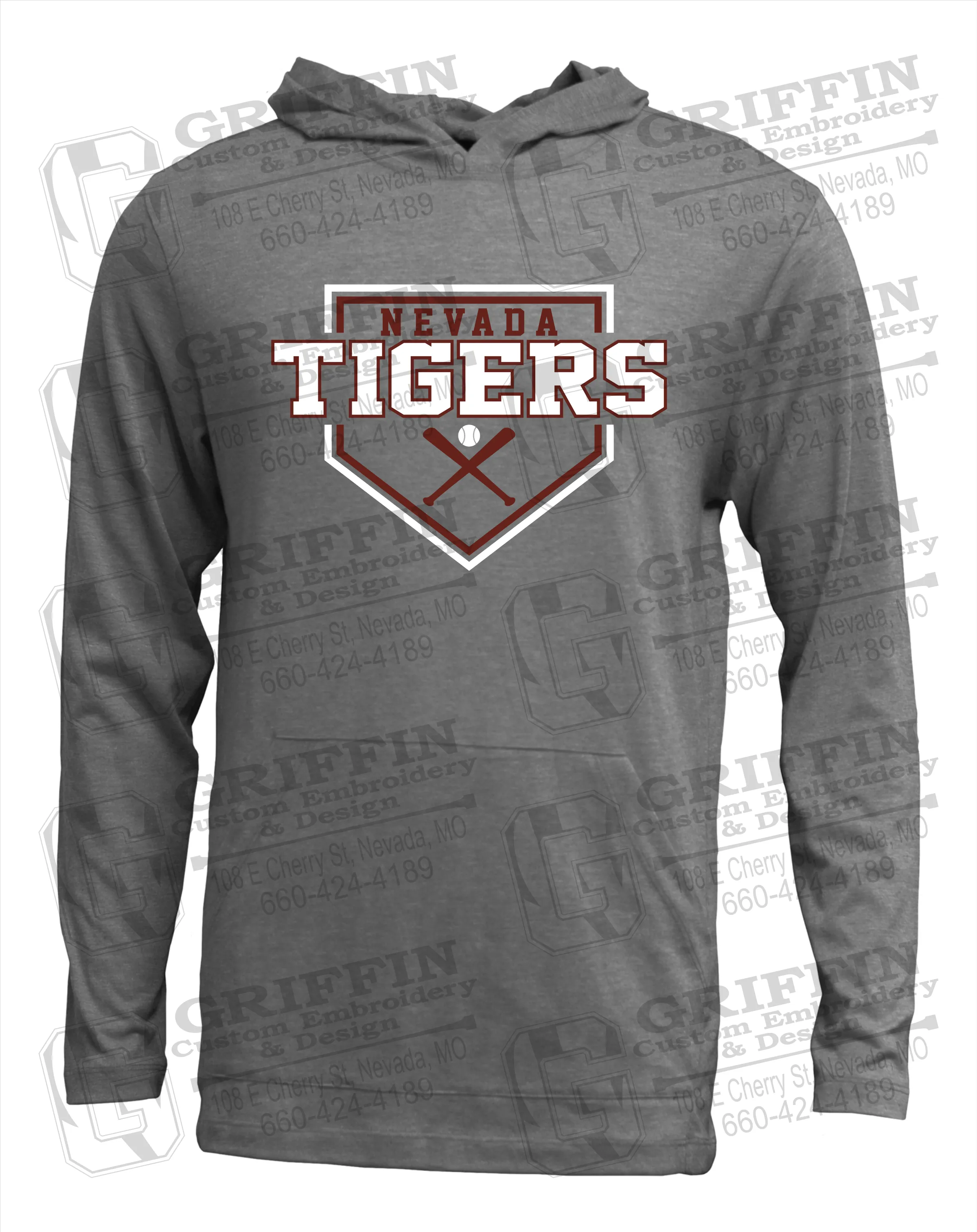 Soft-Tek T-Shirt Hoodie - Baseball - Nevada Tigers 25-A