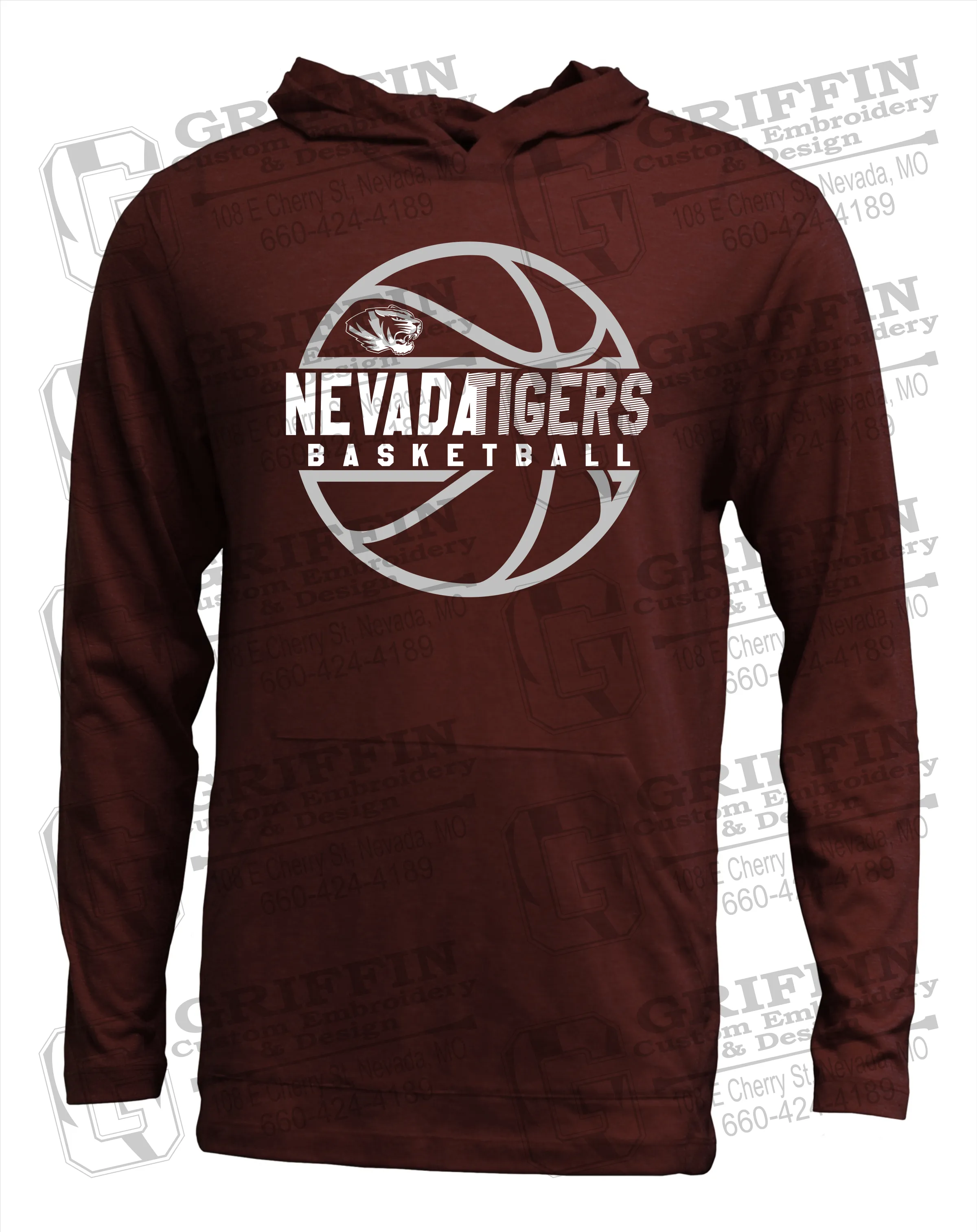 Soft-Tek T-Shirt Hoodie - Basketball - Nevada Tigers 19-V