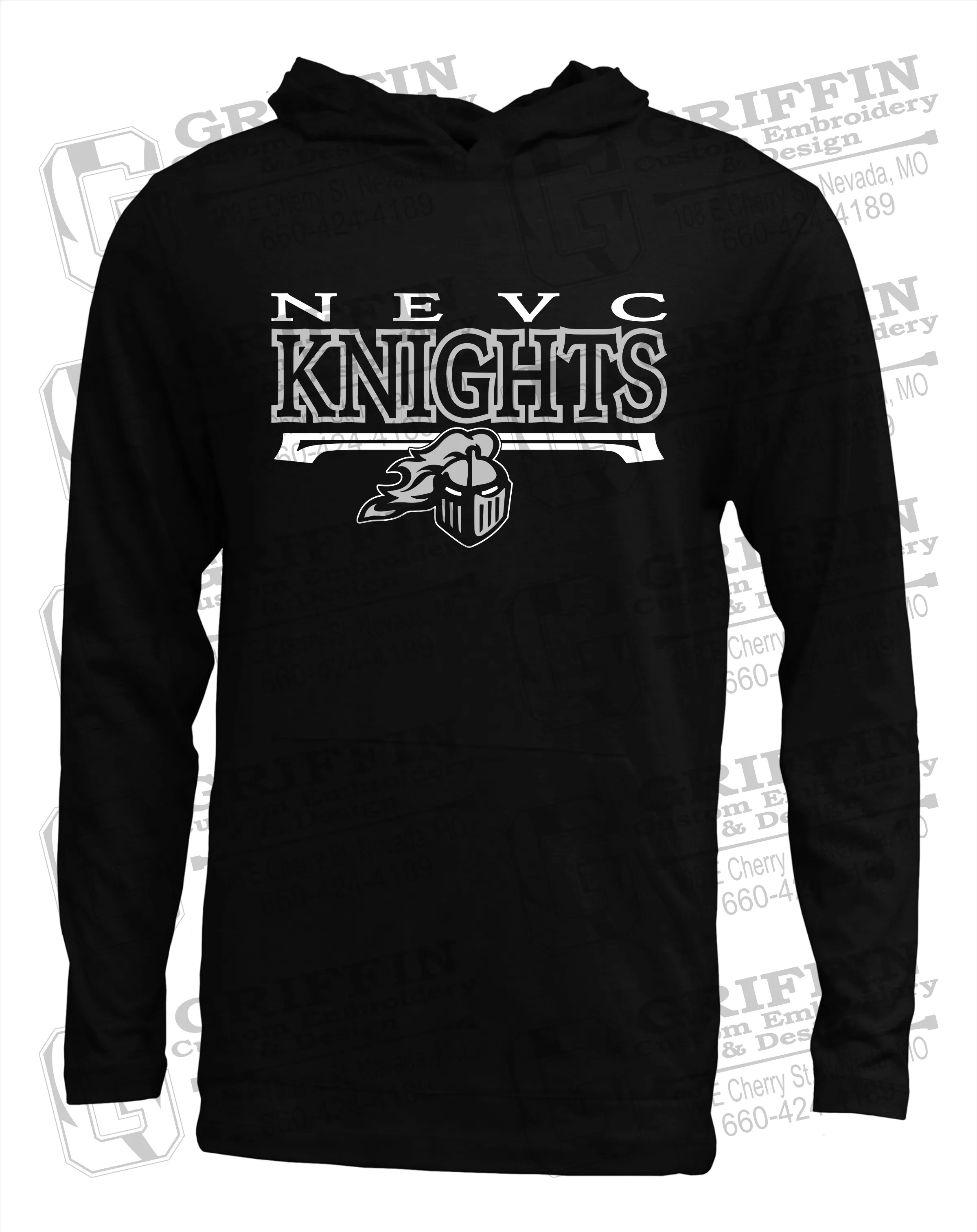 Soft-Tek T-Shirt Hoodie - NEVC Knights 23-A