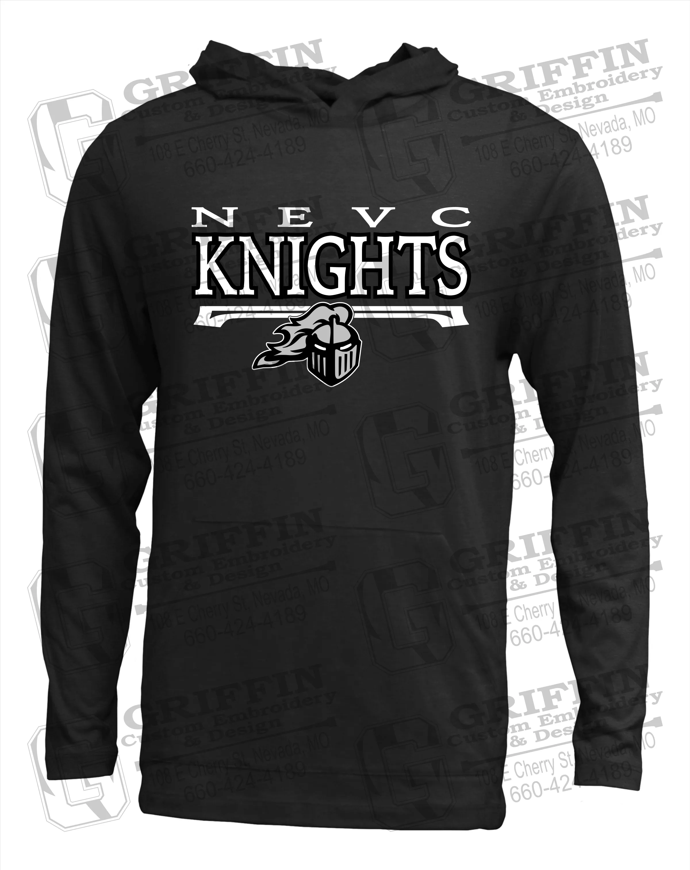 Soft-Tek T-Shirt Hoodie - NEVC Knights 23-A