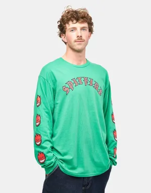 Spitfire Old E Bighead Fill L/S T-Shirt - Kelly Green/Red