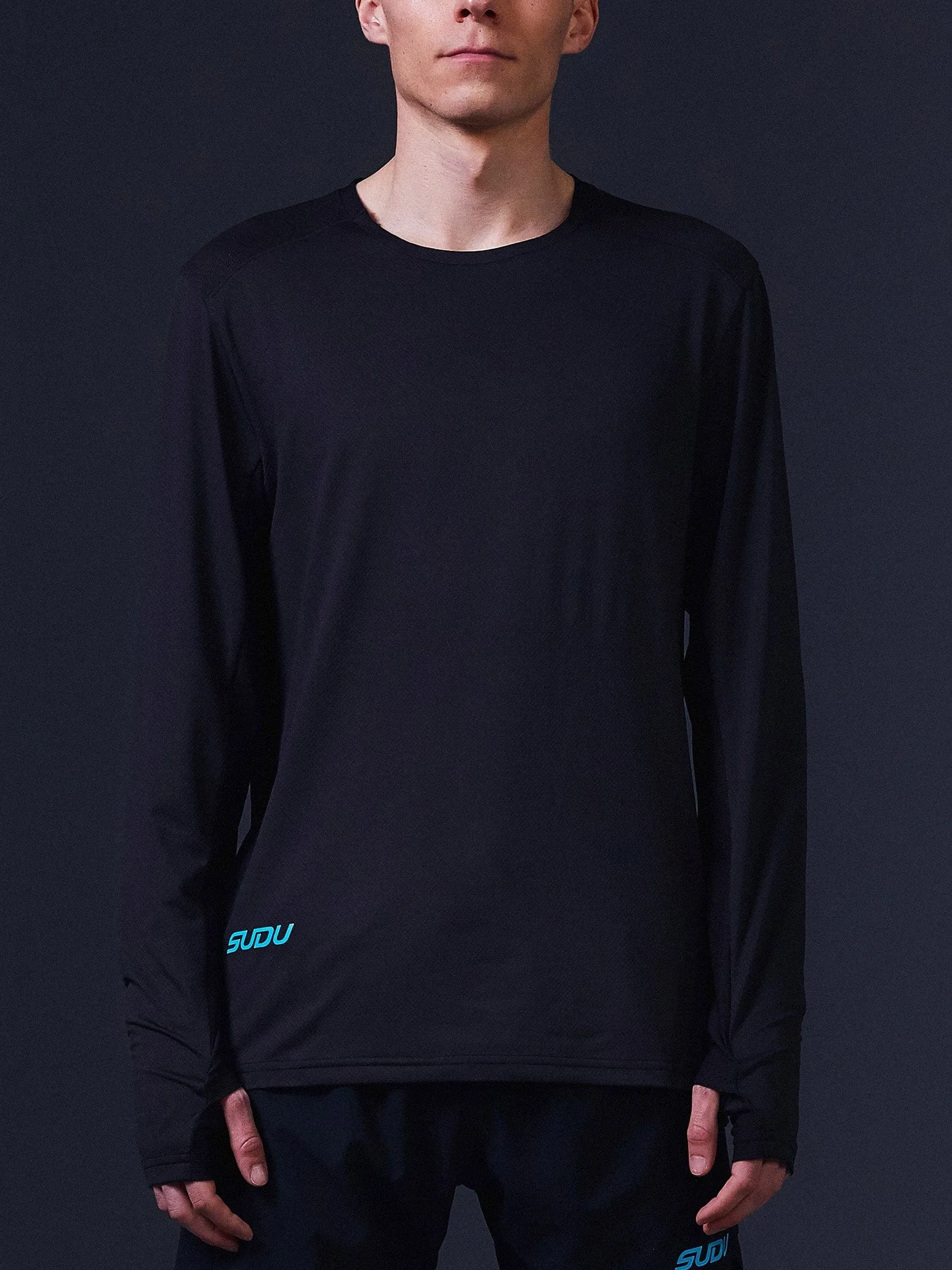 SRT LS 01 Run Long Sleeve Shirt - Black/Light Blue