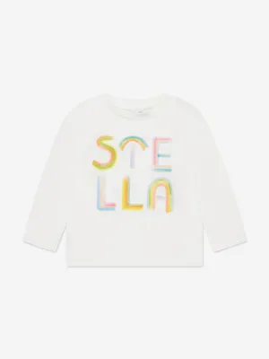 Stella McCartney Baby Girls Long Sleeve Logo T-Shirt in Ivory