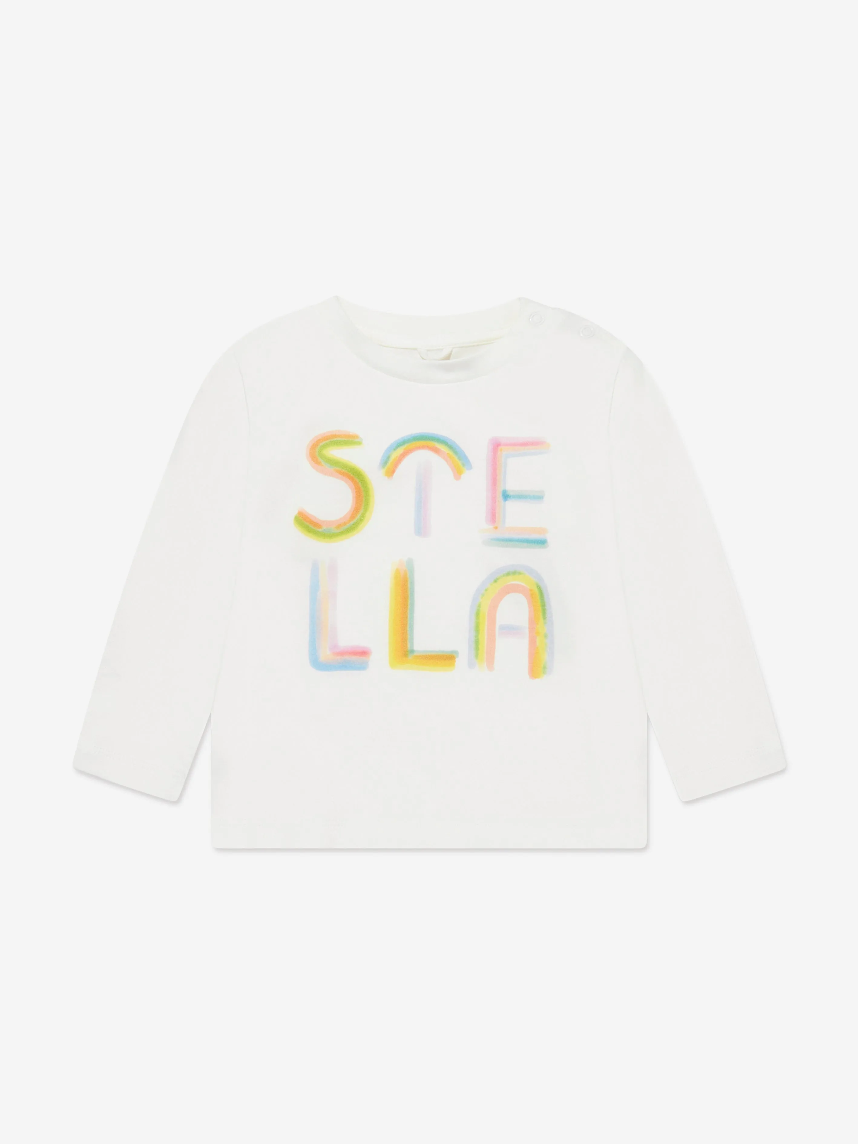 Stella McCartney Baby Girls Long Sleeve Logo T-Shirt in Ivory