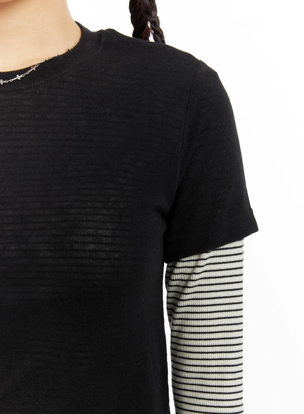 Striped Long Sleeve Layered Tee IM405