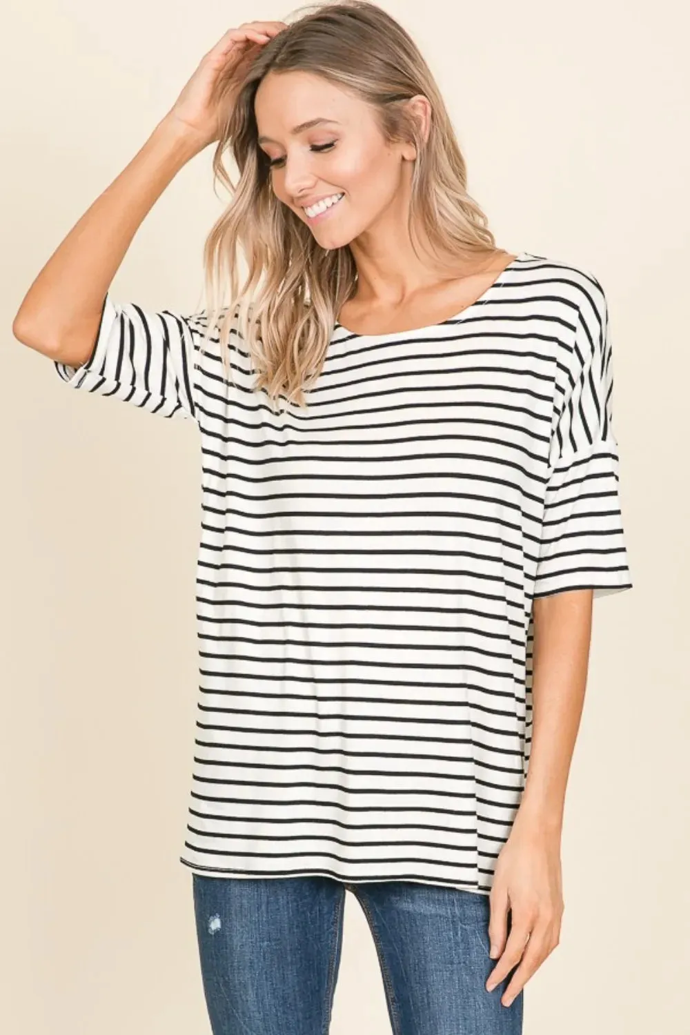 Striped Round Neck T-Shirt