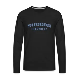 Suggon Deeznutz Men's Premium Long Sleeve T-Shirt (in Blue Ball Colors - Funny Sexual Humor)