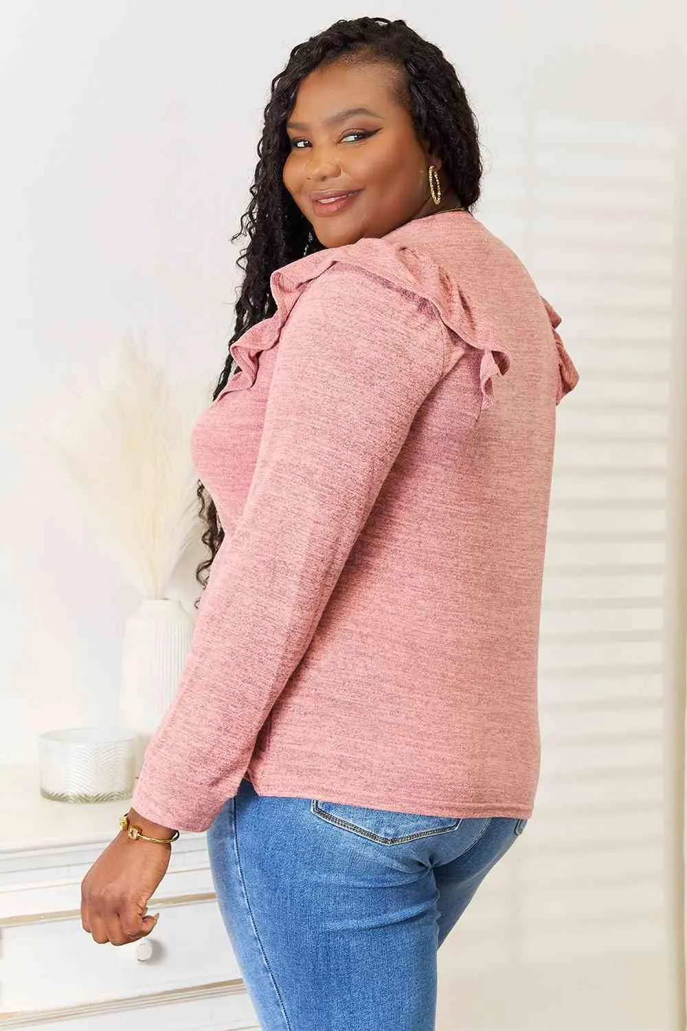 Surely Goodness Ruffle Shoulder Long Sleeve T-Shirt