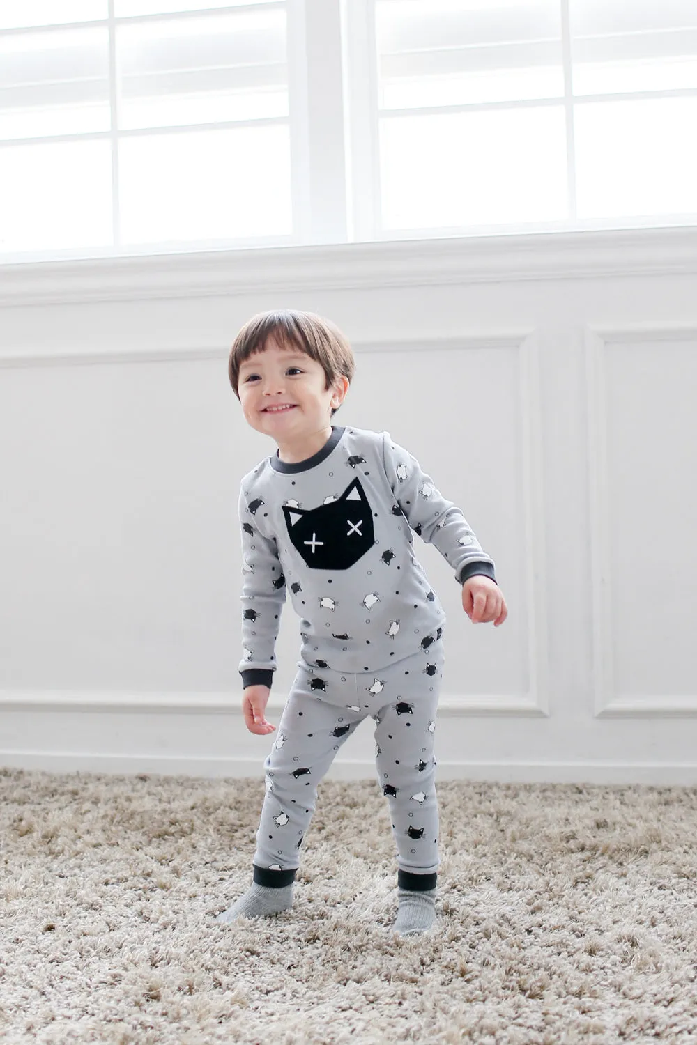 Swing Cat Grey Long Sleeve Pajama