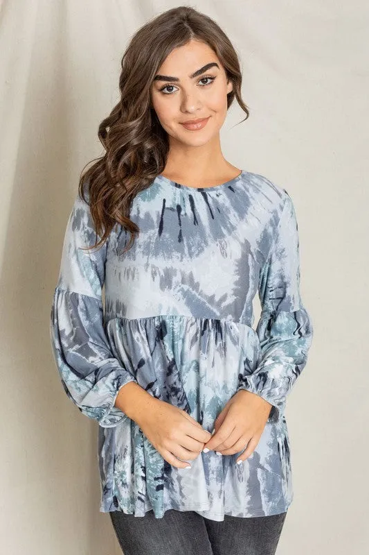 Swirl Tie Dye Bishop Sleeve Tunic