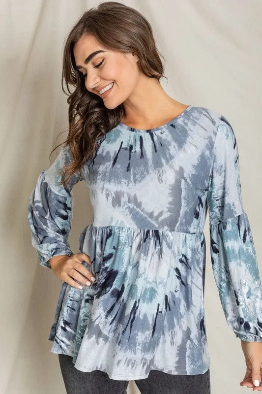 Swirl Tie Dye Bishop Sleeve Tunic