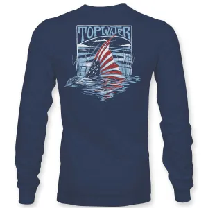 Tailing Redfish Flag - 17316 Long Sleeve Navy