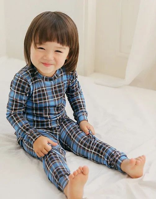 Tartan Check Blue Long Sleeve Pajama