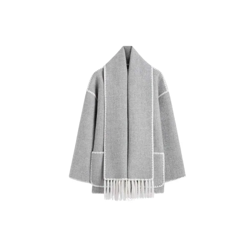 Tassel Scarf Woolen Cardigan Coat