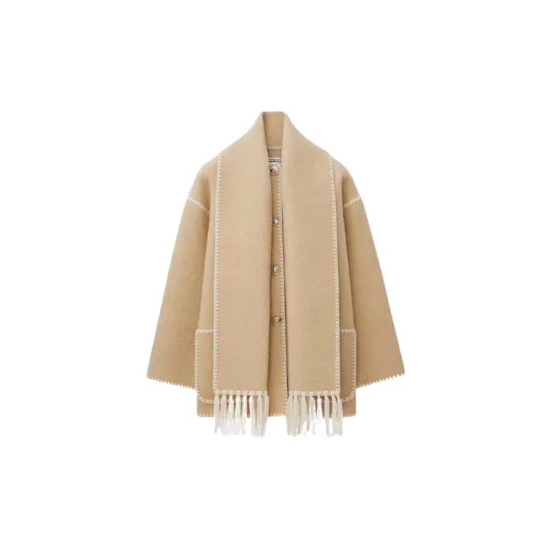 Tassel Scarf Woolen Cardigan Coat