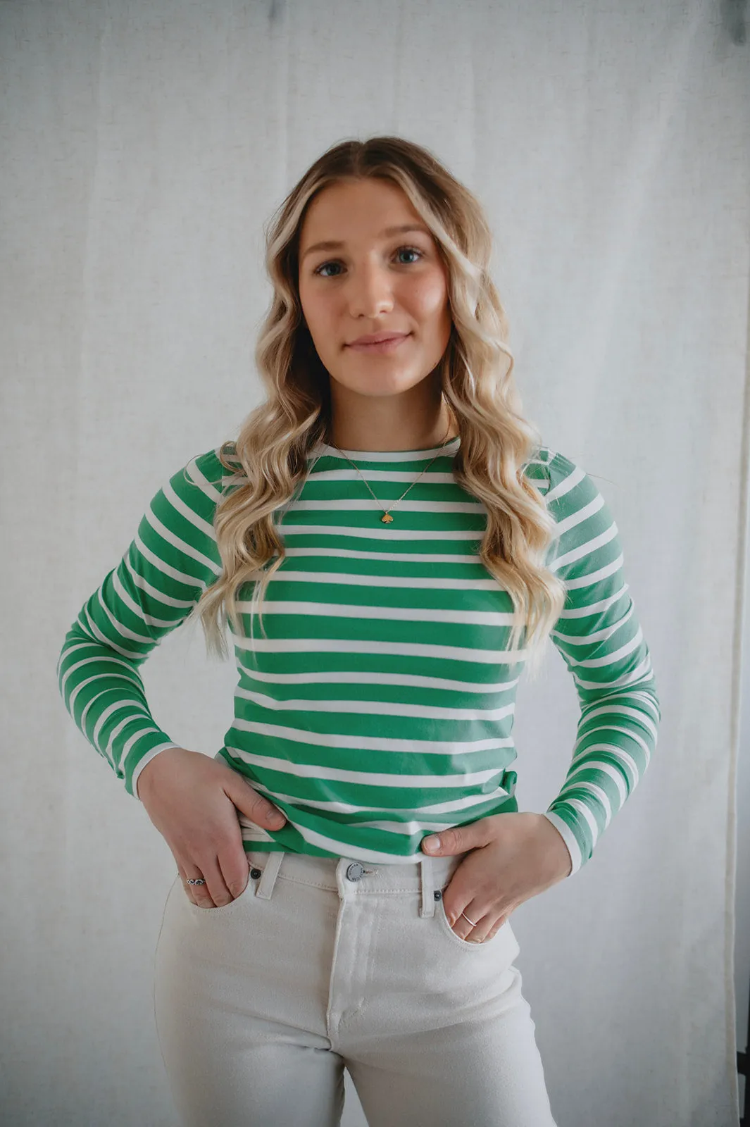 The Pamila Stripe Long Sleeve - Green Stripe