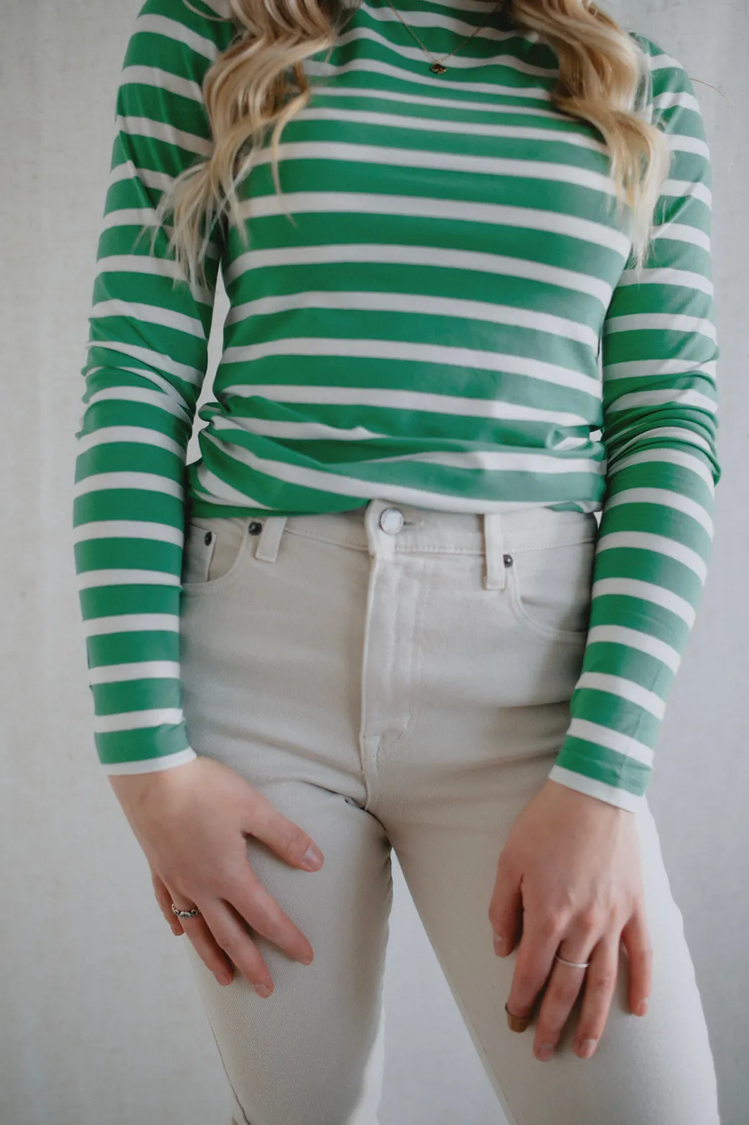 The Pamila Stripe Long Sleeve - Green Stripe