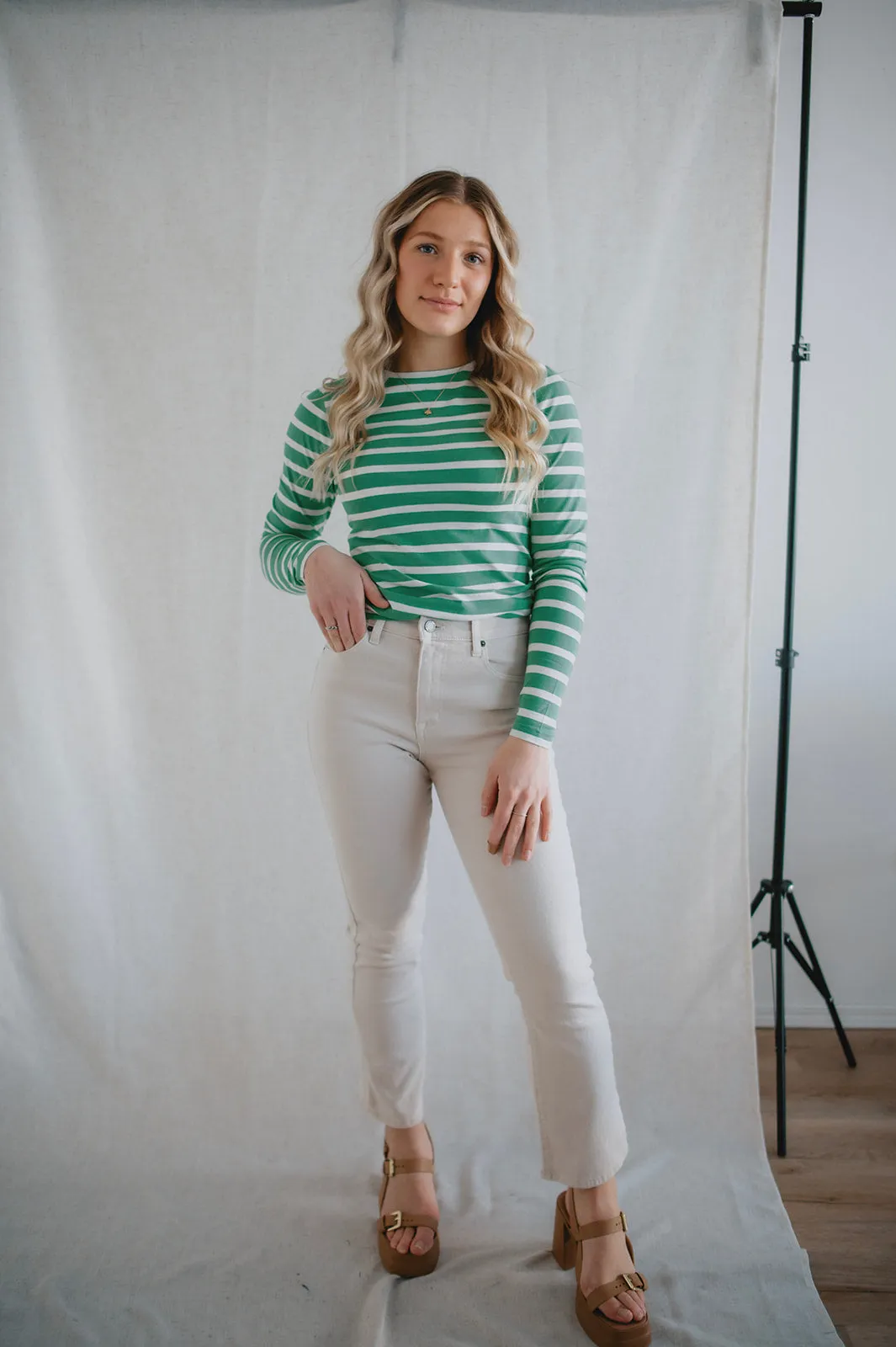 The Pamila Stripe Long Sleeve - Green Stripe