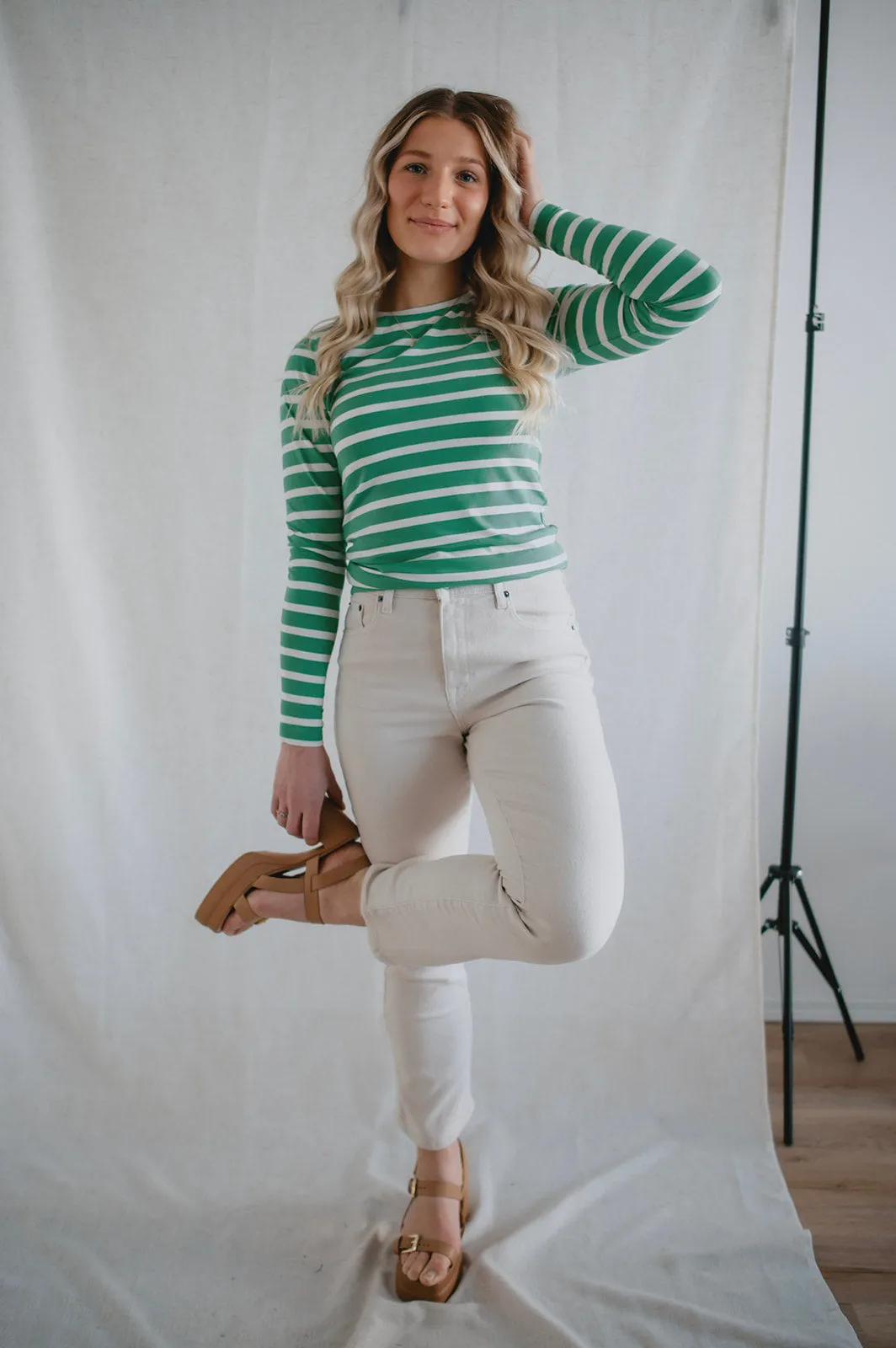 The Pamila Stripe Long Sleeve - Green Stripe