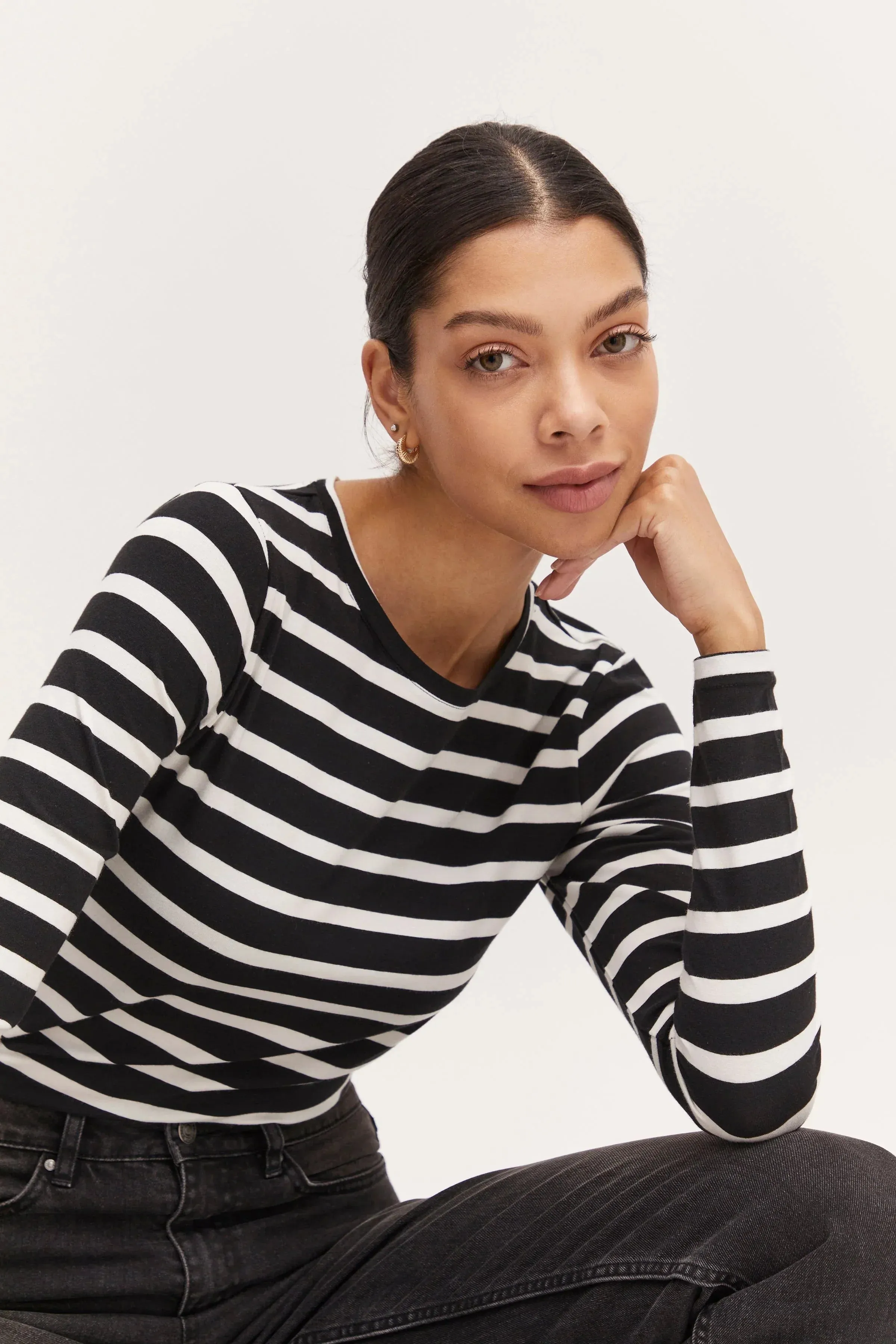 The Pamila Stripe Long Sleeve - Off White Mix - PLUS